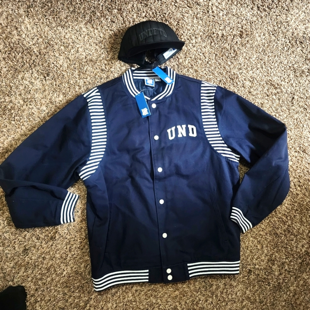 Undefeated Quilted Varisty Bomber- Black Quilted UNDFTD Hat NWT